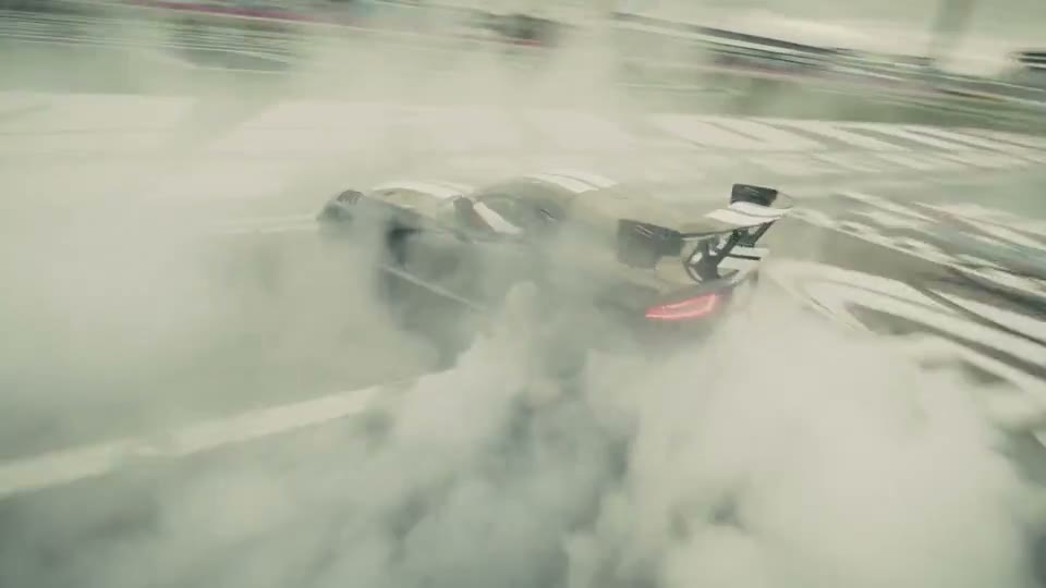 Drift car through tire smoke