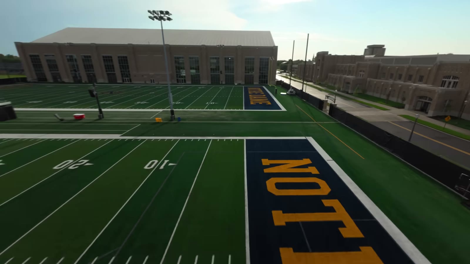 Notre Dame football practice field and campus