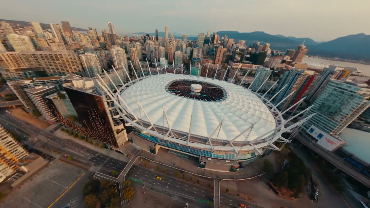 Aerial of BC Place stadium in Vancouver